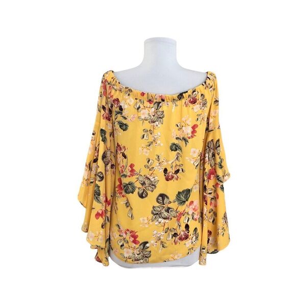 Rose + Olive Floral Cottagecore top XS Off Shoulder Ruffled Boho festival - Picture 4 of 9